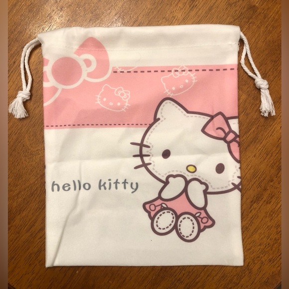 Drawstring Bag; Miniso Sanrio; Hello Kitty; Cotton; 7.48” x 9.45” - Picture 3 of 4